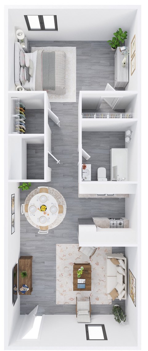 a floor plan of a one bedroom apartment with a bathroom and living room